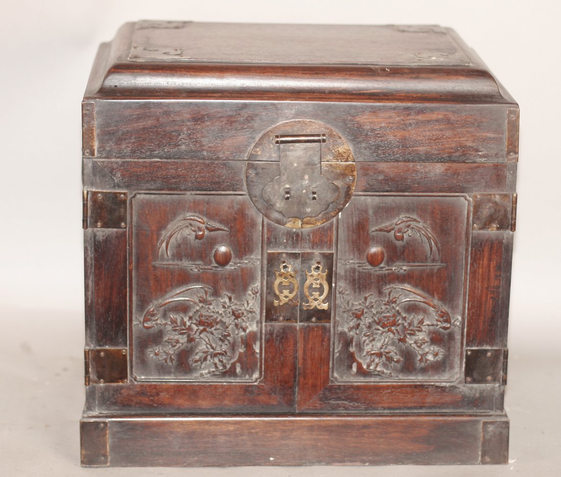 Chinese Antique Huanghuali Wood Jewelry Box: Huanghuali wood Jewelry box, china, 12 " X 15" X 14"