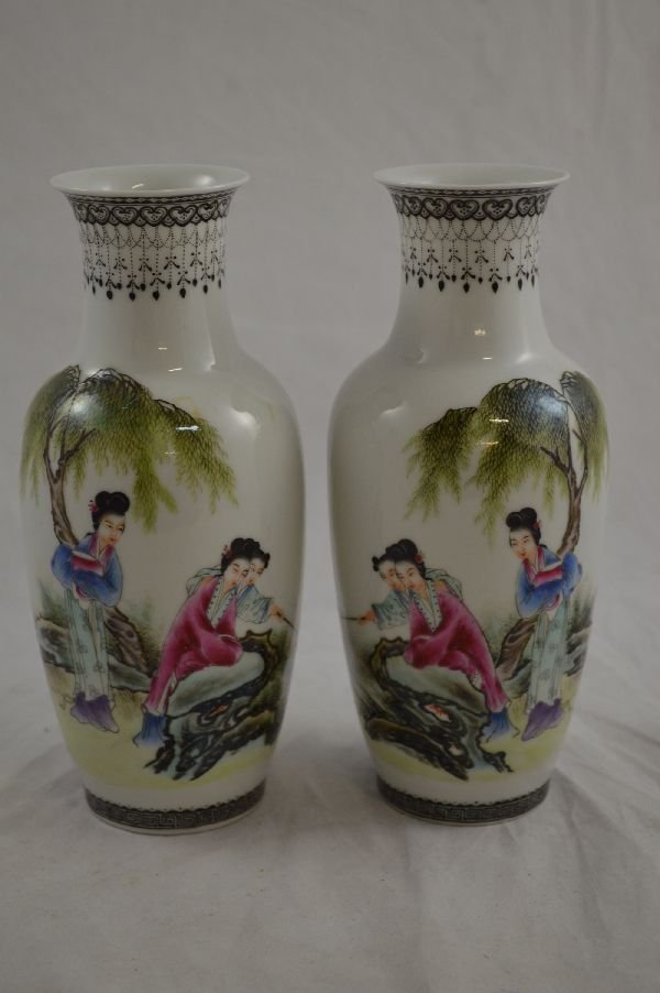 Pair of Chinese Republic Vases: Pair of Chinese Republic Vases. Excellent condition- no damage or wear. 8'' high