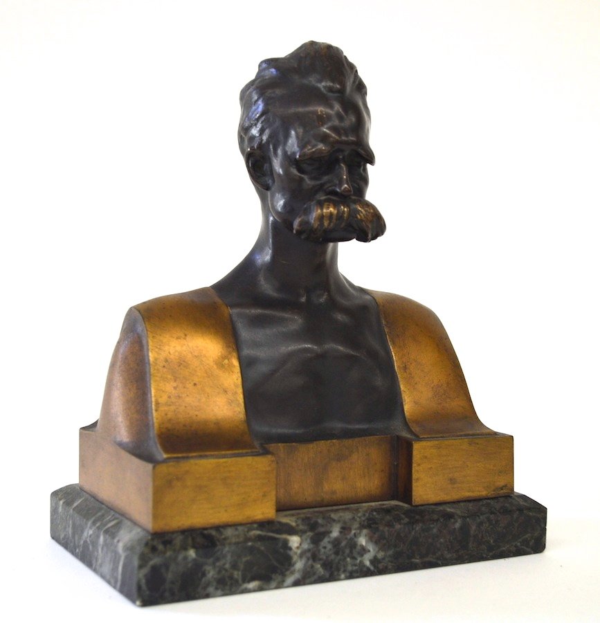 Bronze Bust on Marble Plinth of Friedrich Shagen,: Bronze Bust on Marble Plinth of Friedrich Shagen, Signed ''M. Kruse.'' German. Marked ''Gladenbeck & Sohn.'' 7 1/2'' high.