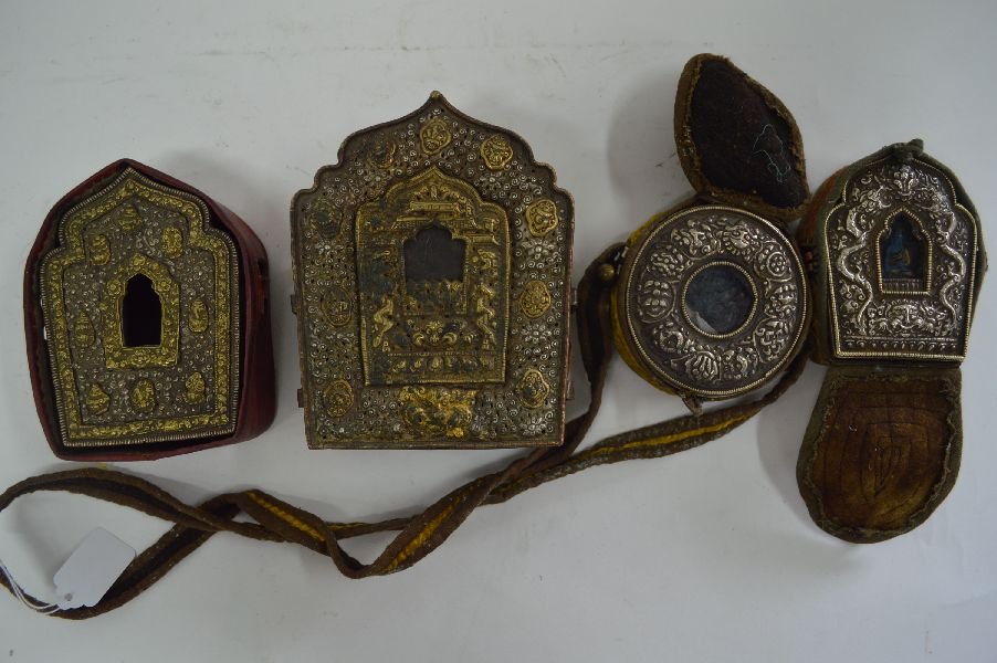 3 Buddhist Mult-Colored Tea-Teas: 3 Buddhist Mult-Colored Tea-Teas. Largest: 7''. Good condition.