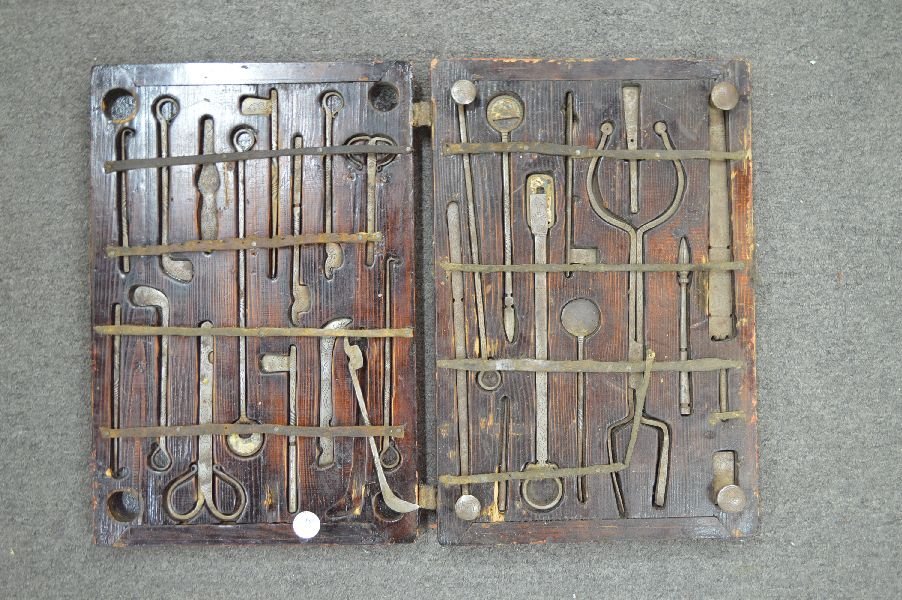 Boxed Tibetan Medical Tools: Boxed Tibetan Medical Tools. Wear consistent with age.