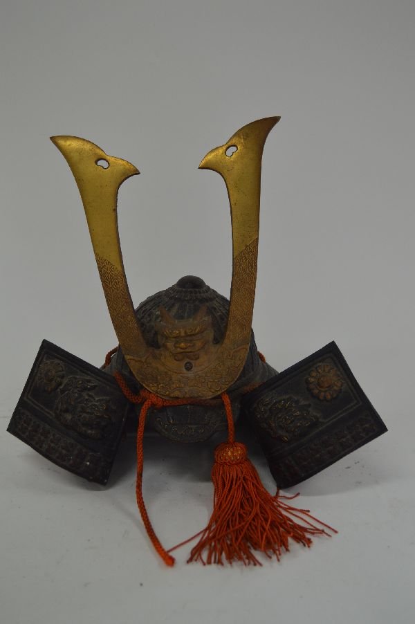 Chinese Iron and Bronze Decorative Helmet 9'' x 8'': Chinese Iron and Bronze Decorative Helmet 9'' x 8''. Good condition.