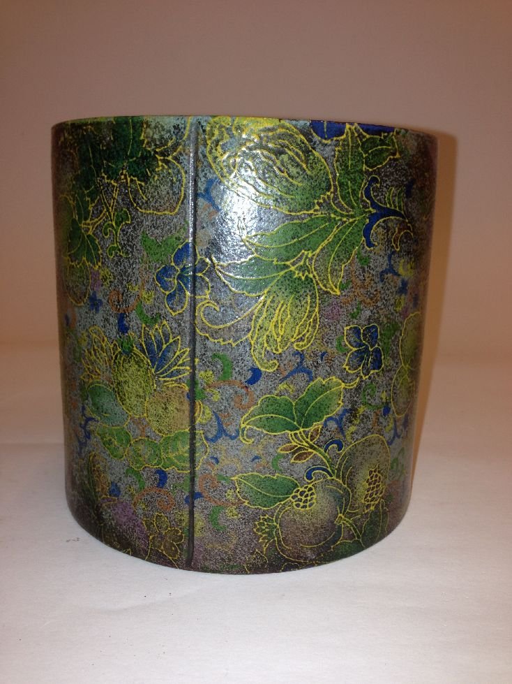 Yixing Pottery Brush Pot: Yixing pottery brush pot, China, with carved Chinese character mark on base