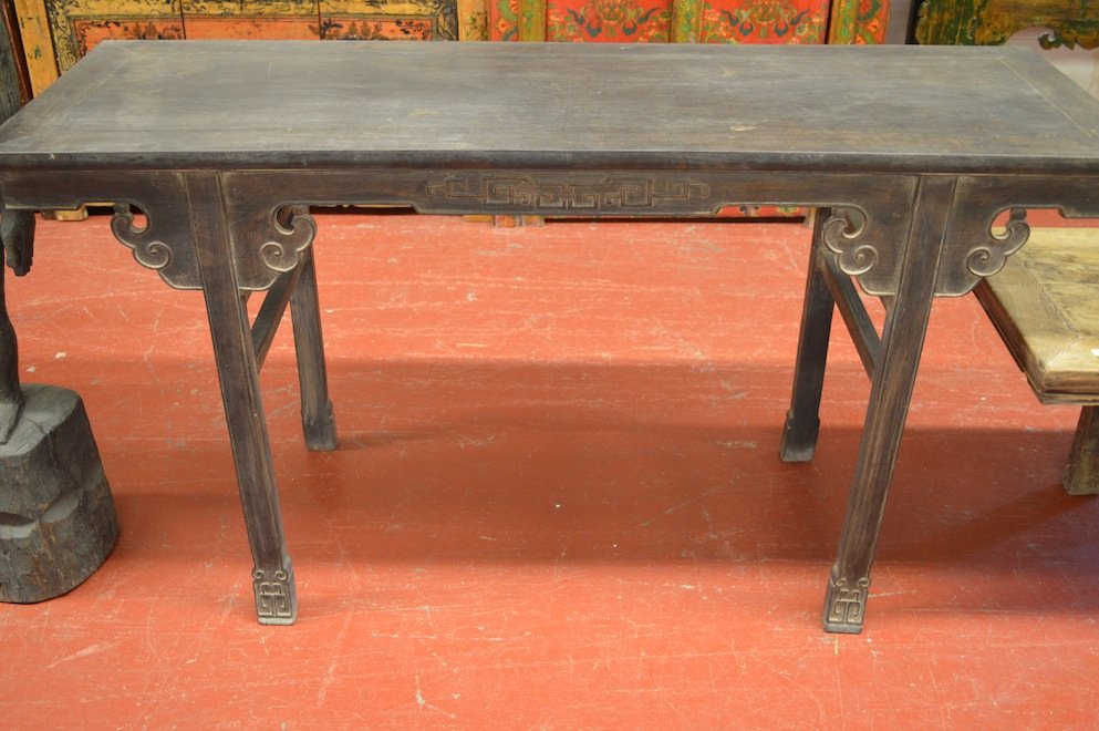 Carved Zitan Wood Altar Table: Carved Zitan Wood Altar Table 59.5" x 19.5" x 32". Good condition. No major wear or damage.