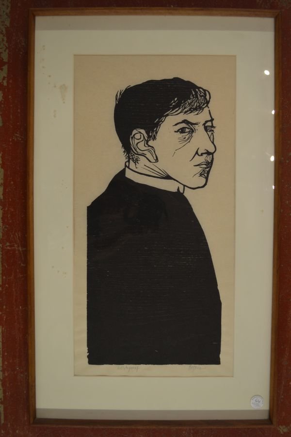 Early large Leonard J Baskin artists proof portrait: Early large Leonard J Baskin artists proof portrait