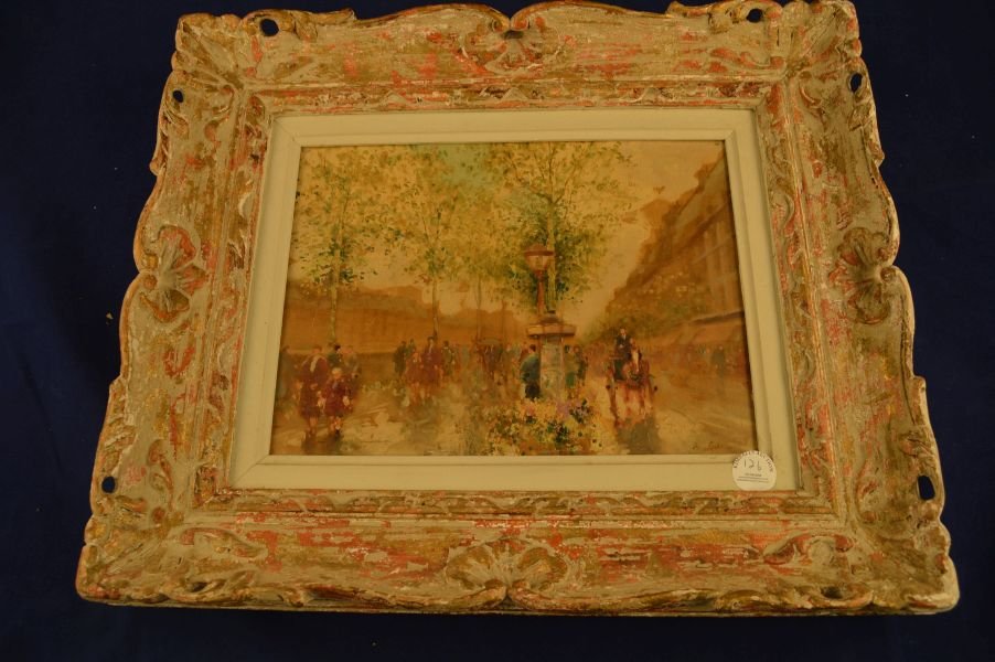 Andre Gisson Paris Painting: Andre Gisson Paris Painting 8 1/2"x11 1/2" site 16"x18 1/2"