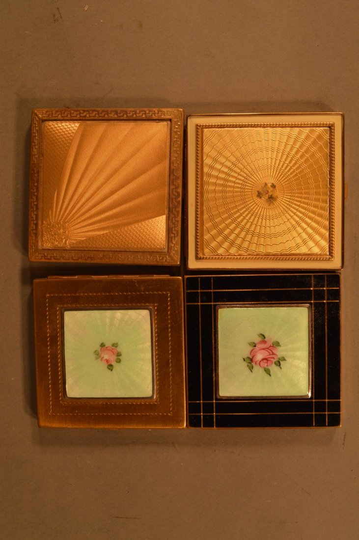 4 GUILLOCHE COMPACTS: 4 GUILLOCHE COMPACTS