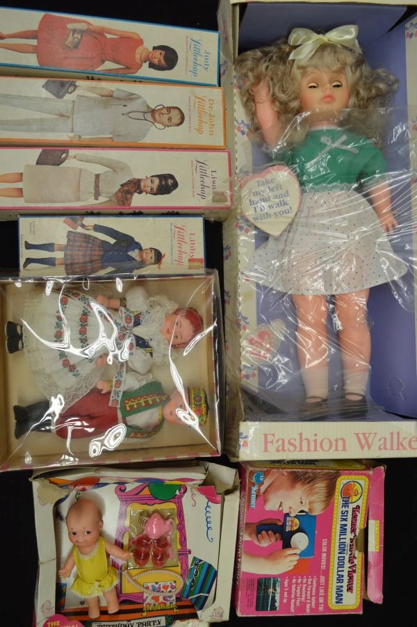 8 VINTAGE DOLLS INC LIBBY, LISA, JUDY,& DR. JOHN: 8 VINTAGE DOLLS INC LIBBY, LISA, JUDY,& DR. JOHN LITTLECHAP, 24" TINA DOLL, AND OTHERS