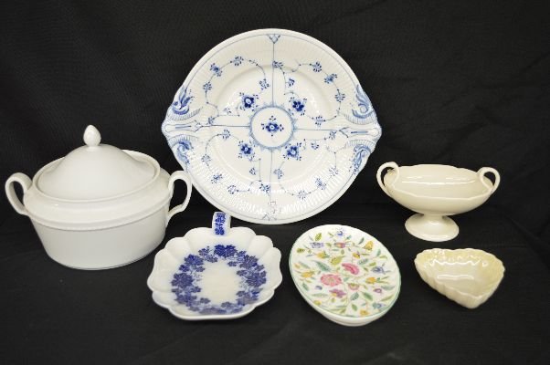 SIX PIECES OF PORCELAIN BELEK, ROYAL COPENDA, MINTON,: SIX PIECES OF PORCELAIN BELEK, ROYAL COPENDA, MINTON, LEMINOX, UPSALA & FORSTINBURG