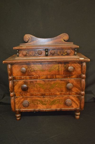 19TH CENT SHERATON DOLL CHEST OR "SALESMEN SAMPLE": 19TH CENT SHERATON DOLL CHEST OR "SALESMEN SAMPLE"
