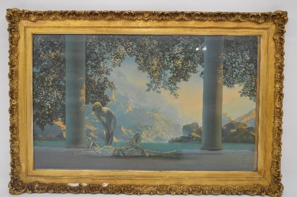 MAXFIELD PARRISH PRINT IN PERIOD FRAME site: 30"x18": MAXFIELD PARRISH PRINT IN PERIOD FRAME site: 30"x18" 36"x24"