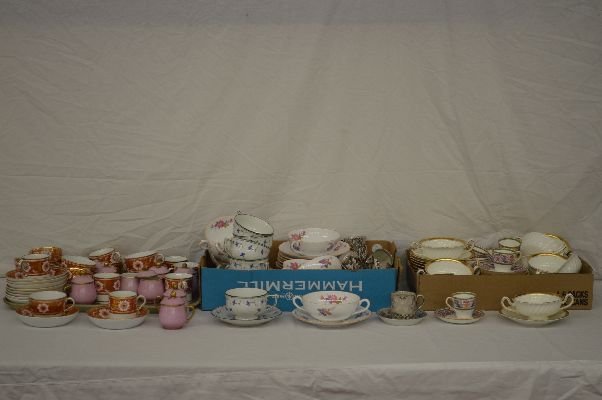 LARGE PORCELAIN GROUPING, INC MINTONS FOR TIFFANY,: LARGE PORCELAIN GROUPING, INC MINTONS FOR TIFFANY, WEDGEWOOD, SPOUD, LEMOUX, AND EARLY ROYAL WORCHESTER (BUYER MUST ARRANGE SHIPPING)