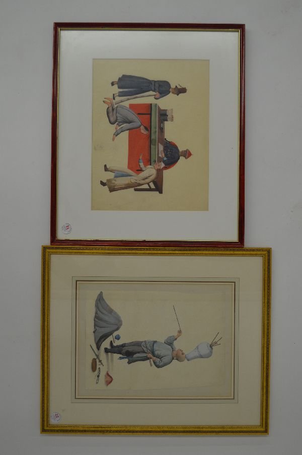 TWO FRAMED 19TH CENT CHINESE WATER COLORS ON PAPER (1 of 3)