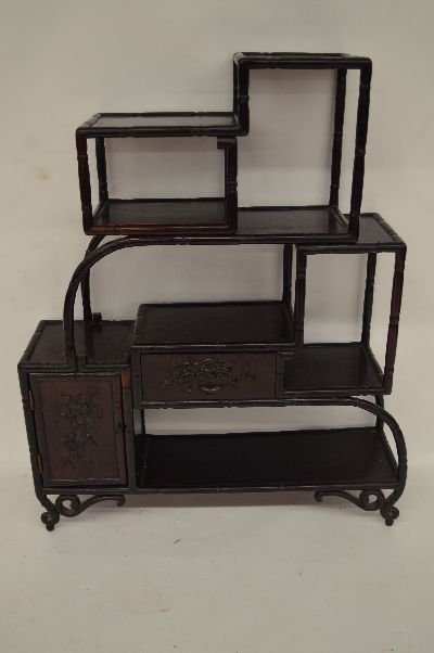 CHINESE LAQUERED BAMBOO FORM DISPLAY CABINET 36" X 27", (1 of 2)