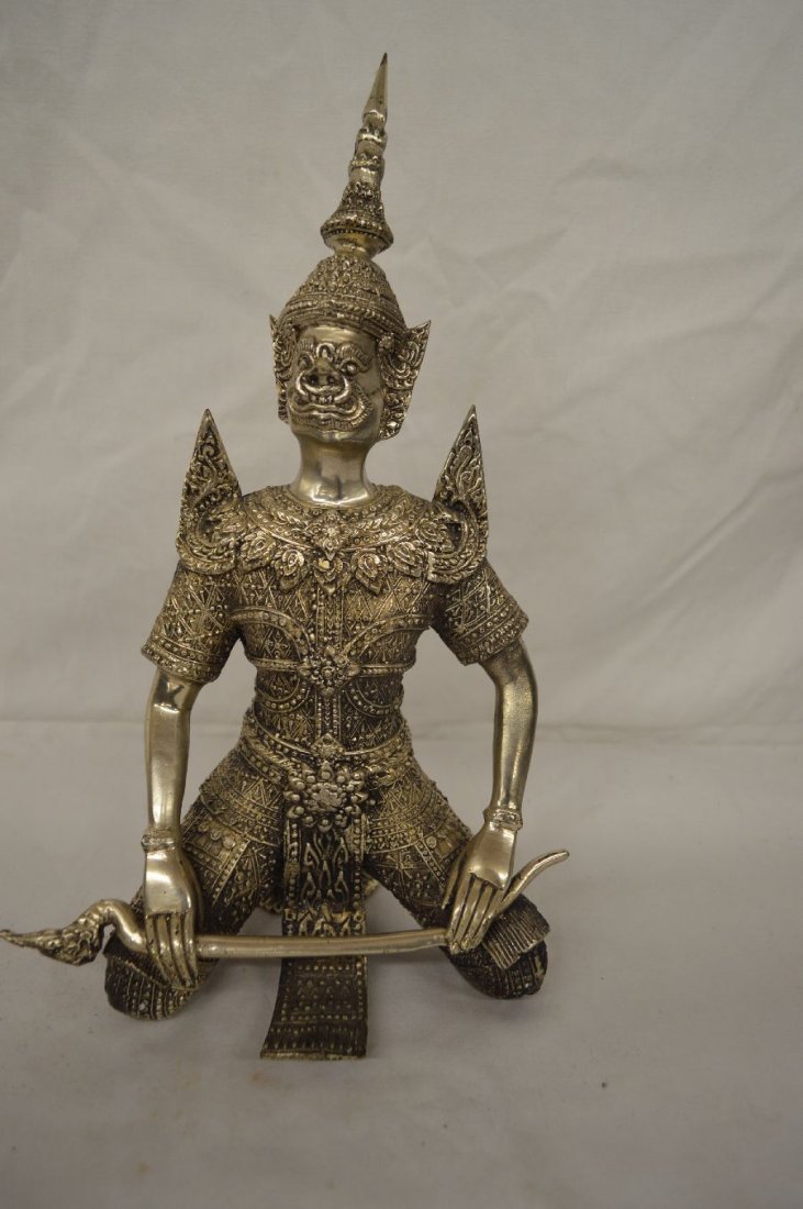 SILVER COLORED THAI DEITY FIGURE 12" (1 of 3)