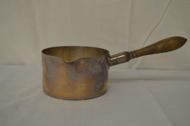 ENSKO STERLING SILVER SAUCEPAN WITH WOOD HANDLE 3 1/2": ENSKO STERLING SILVER SAUCEPAN WITH WOOD HANDLE 3 1/2" T 9" L