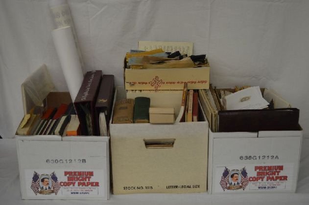 FOUR BOXES OF STAMP REFERENCE AND SOME MISC. STAMP (1 of 1)