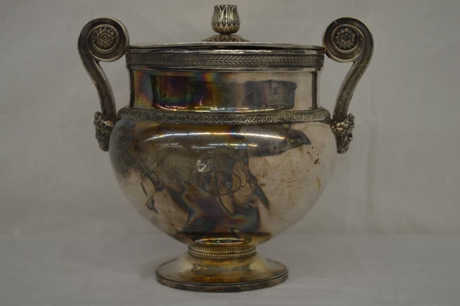 NEOCLASSICAL STERLING SILVER HANDLED VESSEL FRENCH 713g (1 of 5)