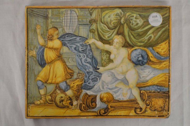 ITALIAN MAJOLICA ANTIQUE PLAQUE 10 1/2" X 8 1/4" (1 of 3)