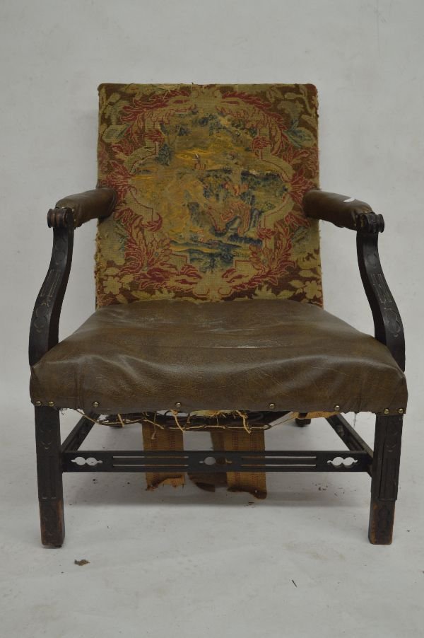 PERIOD ANTIQUE CHINESE CHIPPENDALE ARMCHAIR 37"X27"X27" (1 of 2)