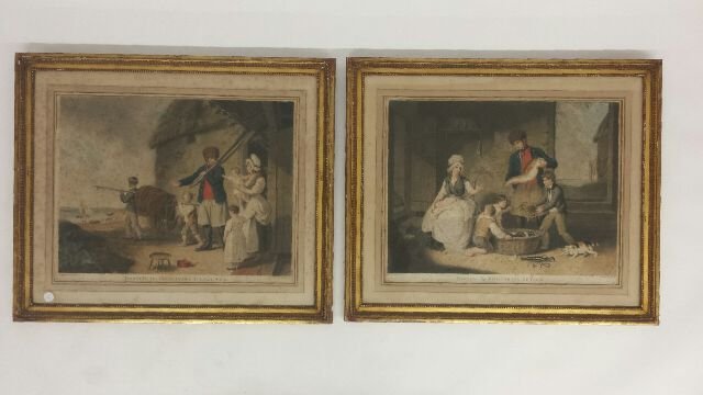 2 18TH CENTURY MEZOTINTS "THE FISHERMAN'S DEPARTURE": 2 18TH CENTURY MEZOTINTS "THE FISHERMAN'S DEPARTURE" AND "THE FISHERMAN'S RETURN" BY WILLIAM WARD w/ PROVENANCE 19" x 24" SITE