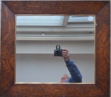 BIRDS EYE MAPLE FRAMED MIRROR, 19 1/2" x 22 1/2" (1 of 2)