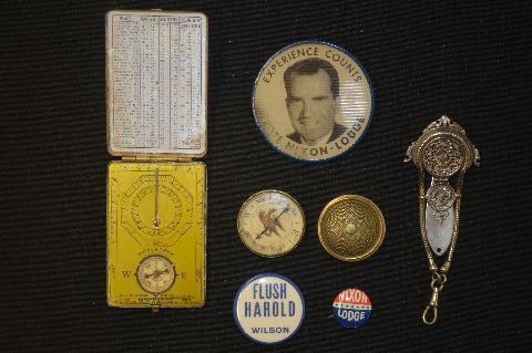 SILVER PLATEED VICTORIAN WATCH FOB WITH SUN WATCH, (1 of 1)