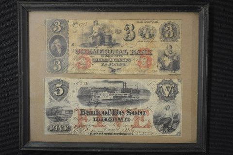 2 19TH CENTURY BANKNOTES; A THREE DOLLAR 1852 (1 of 3)