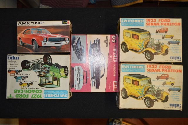 5 VINTAGE 1960S/70S UNMADE MODEL HOT ROD CARS BY: 5 VINTAGE 1960S/70S UNMADE MODEL HOT ROD CARS BY JO-HAN, MPC, AND REVELL