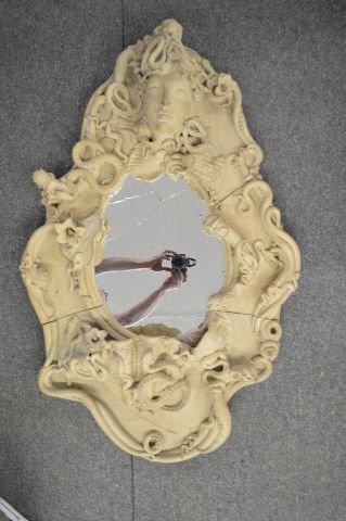 1970's MEDUSA THEMED MIRROR HAND BUILT BY THE MAD: 1970's MEDUSA THEMED MIRROR HAND BUILT BY THE MAD POTTER OF NEW YORK