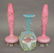 3 ANTIQUE MURANO VASES WITH APPLIED DECORATIONS, 2 ARE