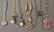 2 GOLD AND DIAMOND LAVALIERES AND 4 STERLING LAVALIERES