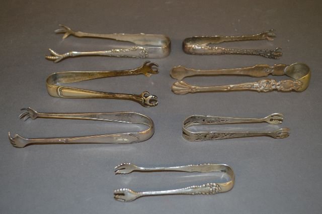 7 FANCY STERLING SILVER VICTORIAN SUGAR TONGS; 4.53 (1 of 2)