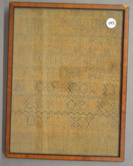 ANTIQUE WROUGHT FRAMED SAMPLER; 1831 "MARTHA ATWOOD" (1 of 2)