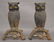 PAIR OF ANTIQUE OWL ANDIRONS WITH GLASS EYES