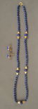 14K GOLD LAPIS EARRING AND NECKLACE SET; 26"L