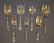 7 LARGE FANCY STERLING SILVER FORKS, GORHAM,
