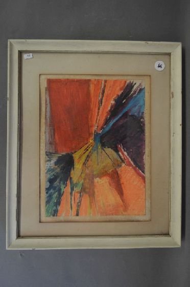 GORDON R. PRESS MIXED MEDIA MODERNIST PAINTING; 13" x (1 of 5)