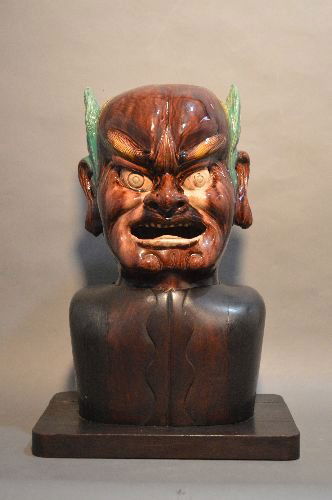 MING DYNASTY GLAZED POTTERY HEAD OF YAMA. CLEARLY (1 of 9)