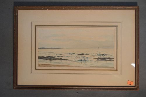 SIGNED WATERCOLOR CARROLL BUTLER BROWN SEASCAPE AND (1 of 4)