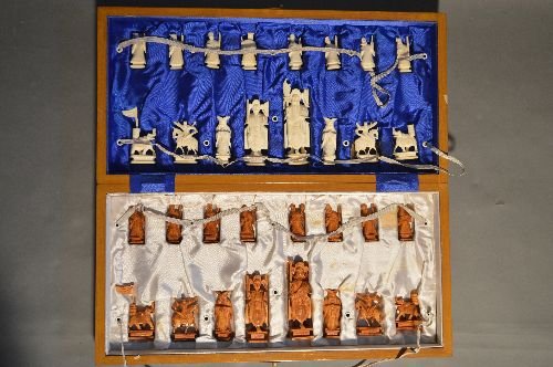 CARVED BONE CHESS SET: CARVED BONE CHESS SET