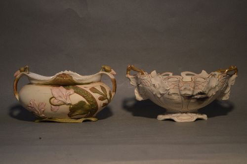 PAIR OF ROYAL DUX ART NOVUEAU BASKETS; 10" x 5" (1 of 9)