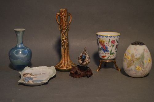 WELLER WOODLAND VASE, MT WASHINGTON EGG FORM CASTOR, 2 (1 of 8)