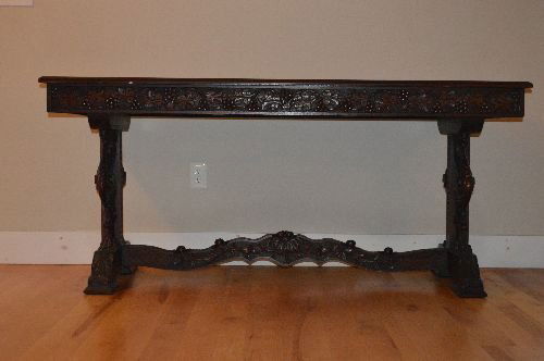 CARVED BLACK FOREST VICTORIAN TUCK DINING TABLE (1 of 7)