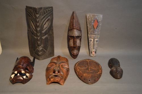 CARVED AFRICAN MASK GROUPING (1 of 7)