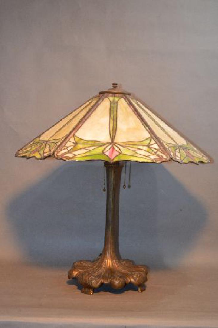 STAINED GLASS HANDEL TABLE LAMP; 24" x 21 1/2" (1 of 4)