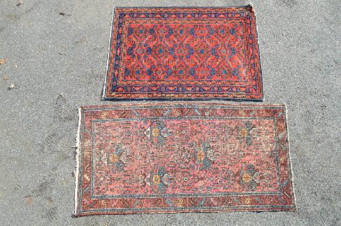 2 ANTIQUE PERSIAN RUG; 77" x 40" AND 62" x 43 1/2" (1 of 7)