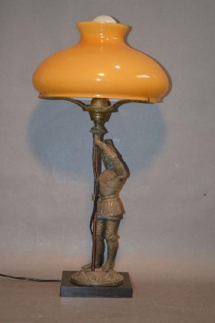 BRASS FIGURAL LAMP OF KNIGHT; 22 1/2"T (1 of 3)
