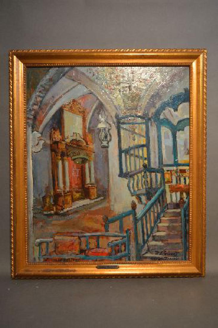 SYNAGOGUE ABODKAH, ISRAEL' BY RAPHAEL PRICERT, PARIS.: SYNAGOGUE ABODKAH, ISRAEL' BY RAPHAEL PRICERT, PARIS. ORIGINAL RECEIPT PROVENANCE; 25" x 21"