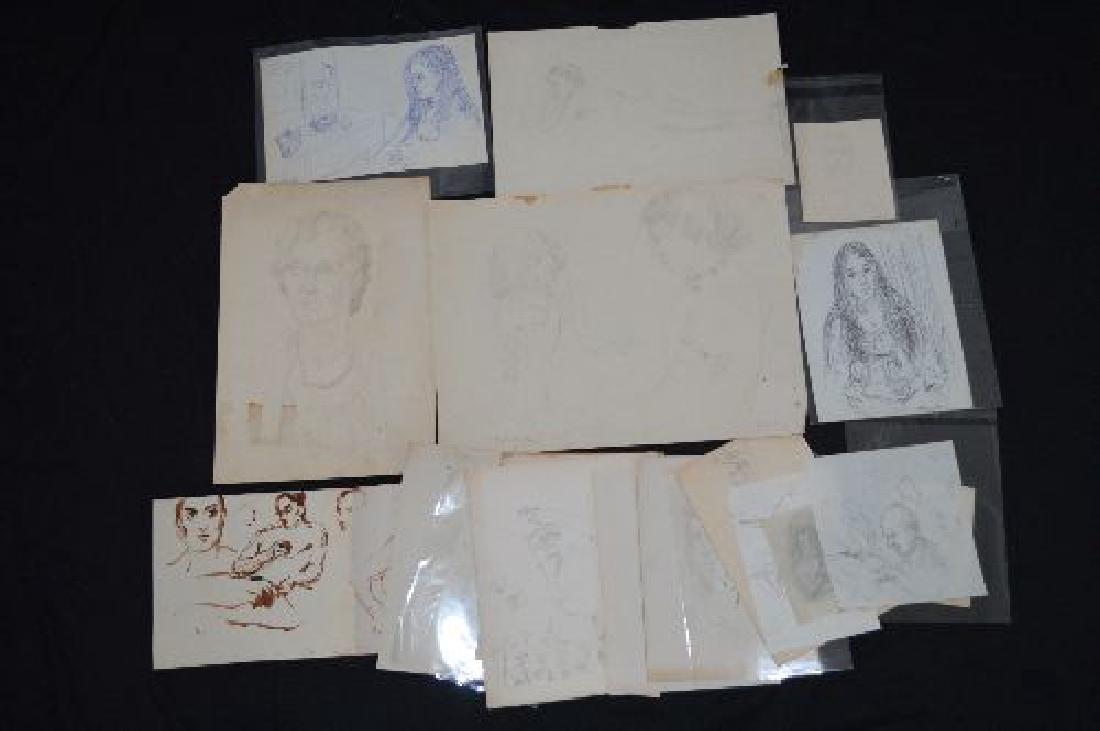 31 + THERESA BERNSTEIN PORTRAIT DRAWINGS. 6 ARE (1 of 6)